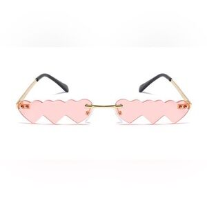 Pink Heart-Edge Rimless Sunglasses